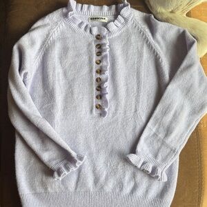 Ecowish Light Lavender Ruffle Henley Sweater